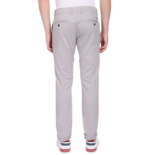 Buy U.S. POLO ASSN. Men Grey Denver Slim Fit Casual Trousers Online