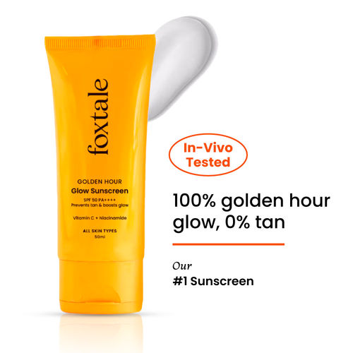 Foxtale Glow Sunscreen SPF 50 PA++++ with Vitamin C & Niacinamide for a Dewy Glow