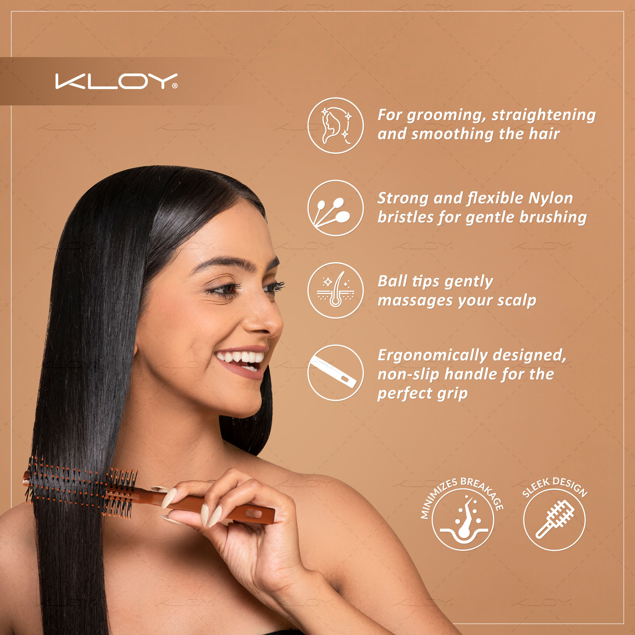 Buy KLOY Round Hair Brush - Chocolate Brown Online