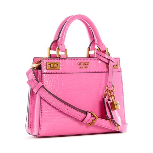 Buy Guess Polyurethane Pink Textured Women Katey Croc Mini Satchel