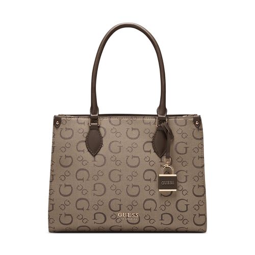 Guess Cotton Brown Printed Women Oak Park Carryall Tote Bag