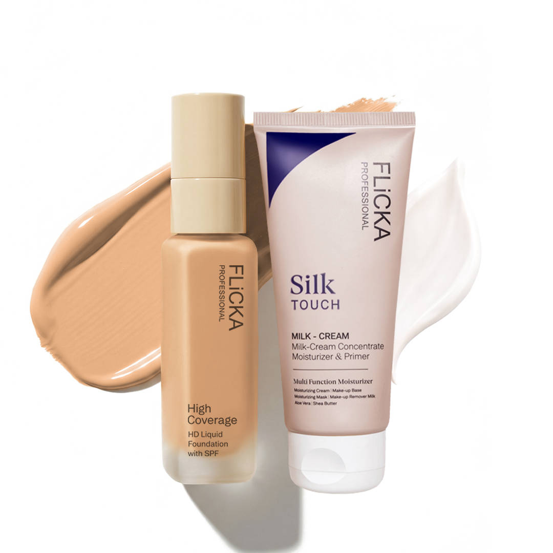 FLiCKA Combo Pro HD Liquid Foundation 103 Medium + Silk Touch 3 In 1 Primer Moisturizer