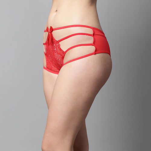 Buy PrettyCat Women Red High Waist Sexy Bikini Panty with Cage Detailing -  Lace Online