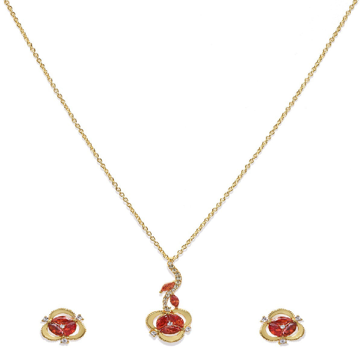 Mahi Gold Plated Alluring CZ Pendant Set for Girls & Women Buy Mahi Gold Plated Alluring CZ