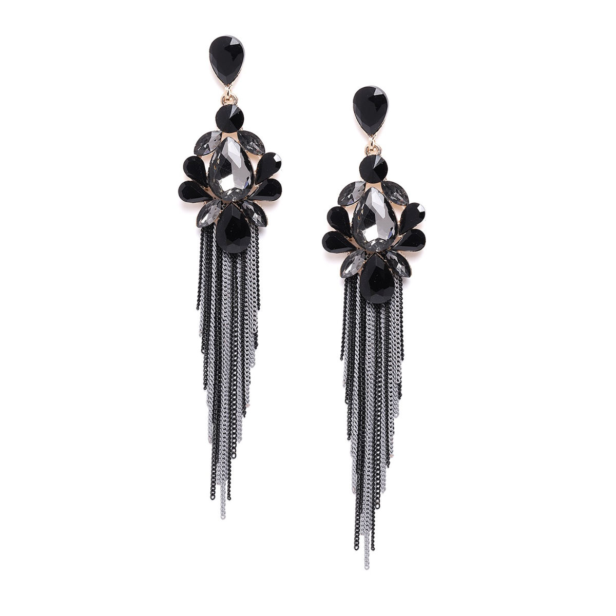 Buy Indian Petals Artificial RhineStone Studded Long Jhalar Style Fashion  Dangler Earrings for Girls Black Online at Best Prices in India  JioMart