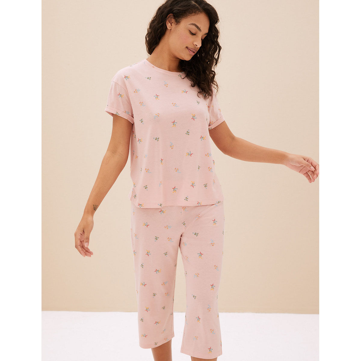 Womens cropped best sale pyjama sets