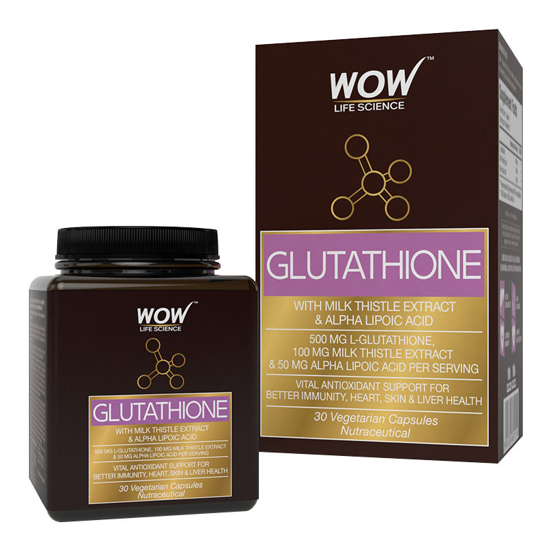 WOW Life Science Glutathione With Milk Thistle Extract (30 Vegetarian Capsules)