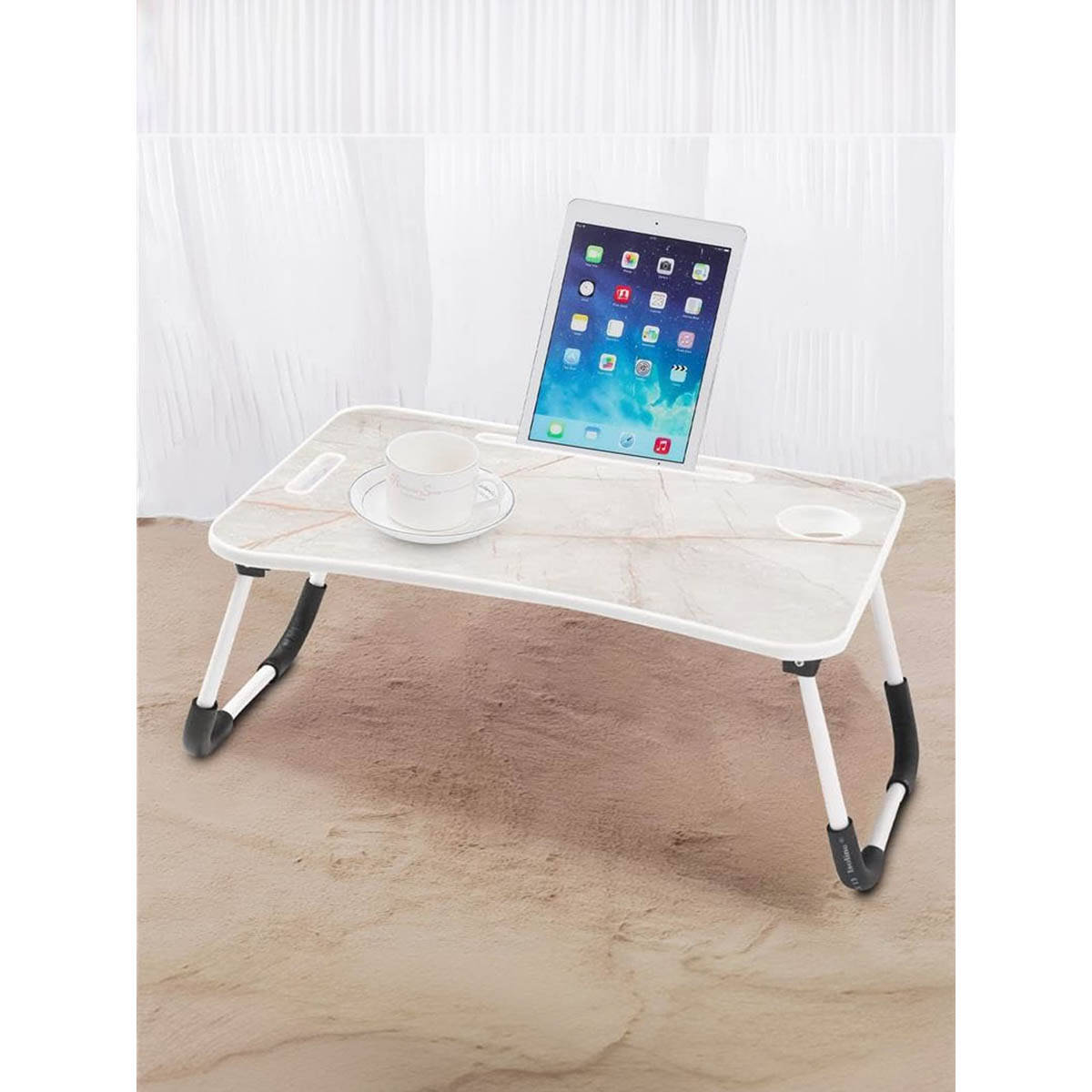 Savya Table Buy Savya Home Wooden Foldable Laptop Table with C Biding - Silver Online