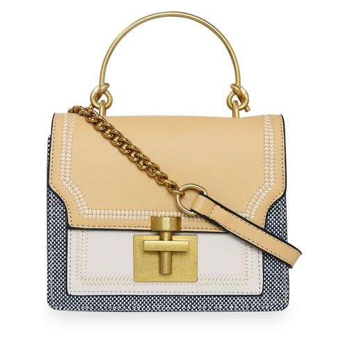 Esbeda Camel Cream Color Solid Pattern Crossbody Box Mini Handbag For Women