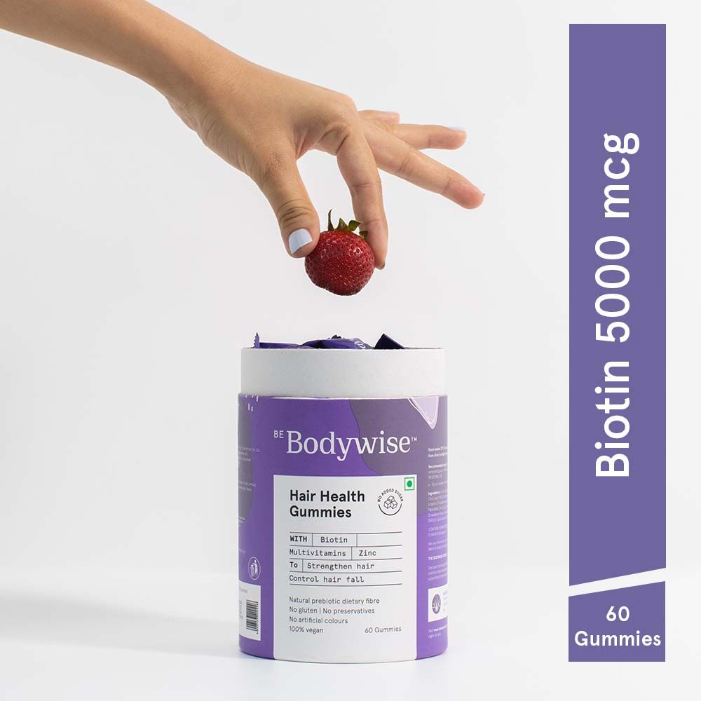 Be Bodywise 5000 mcg Biotin Gummies for Stronger Hair & Nails - Zinc & Multivitamins - 60 Days Pack
