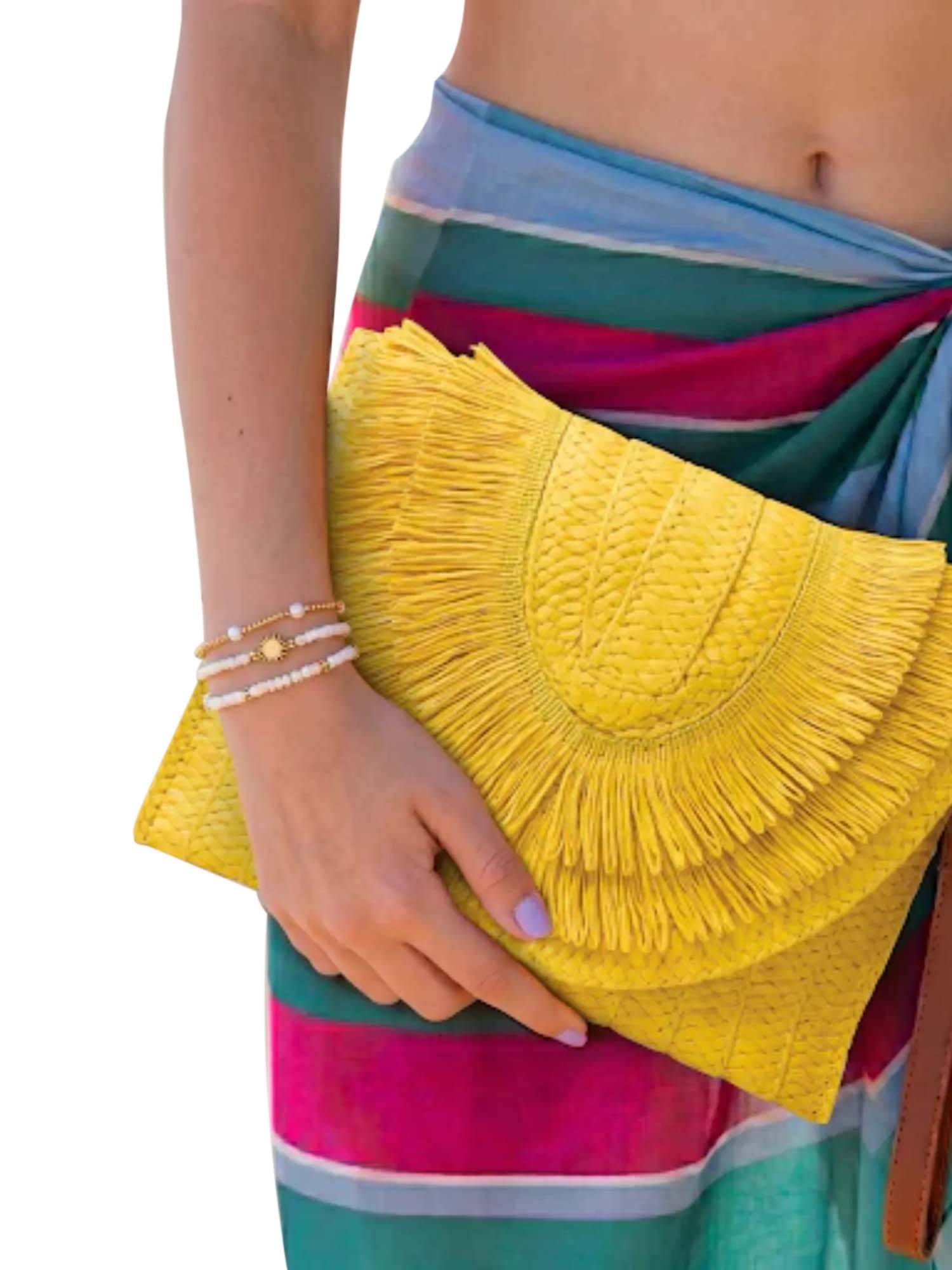 EcoRight Raffia Clutch- Sunkiss
