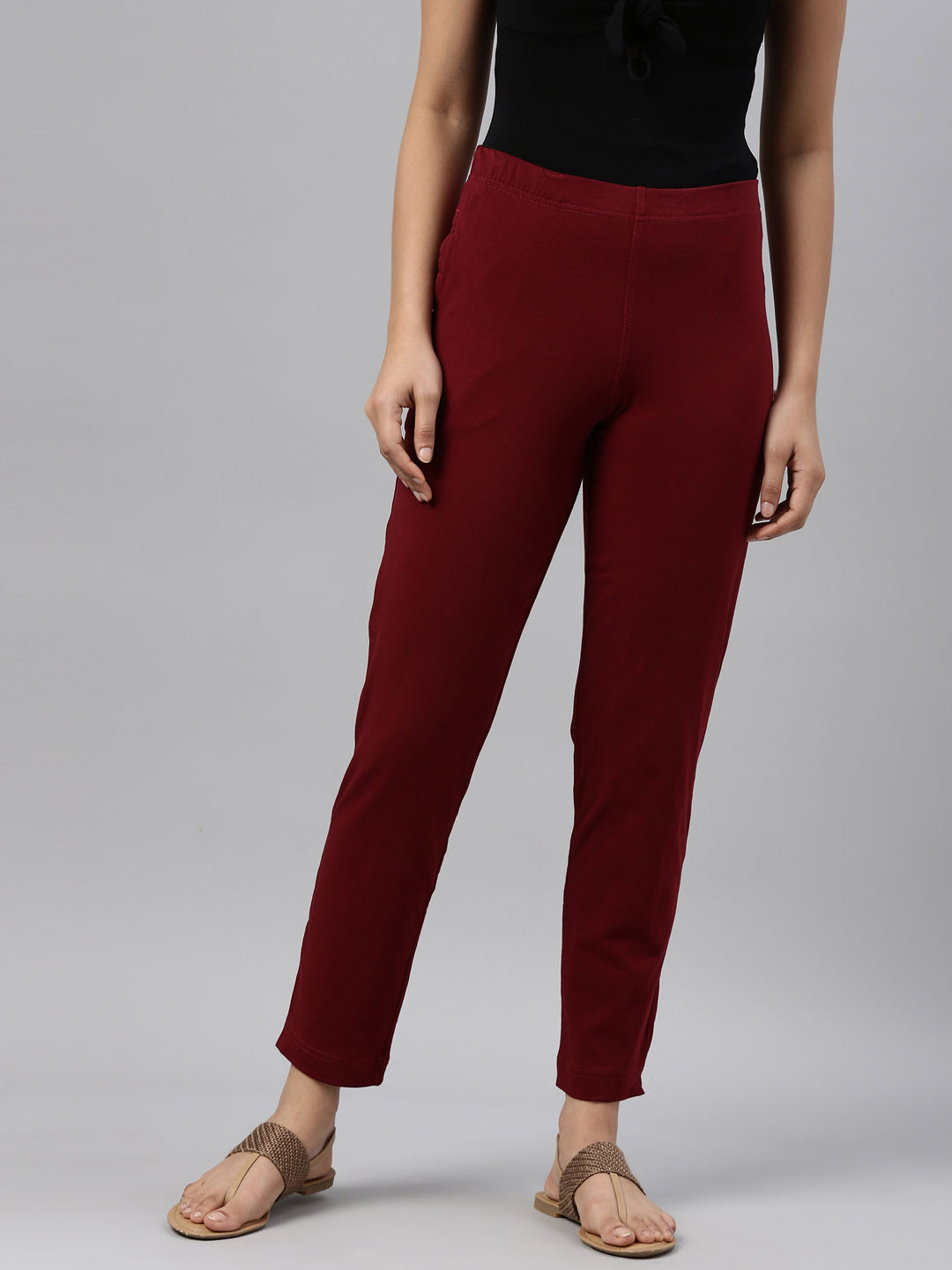 Buy Women's Solid Dusty Violet High Rise Flare Pants Online | Go Colors