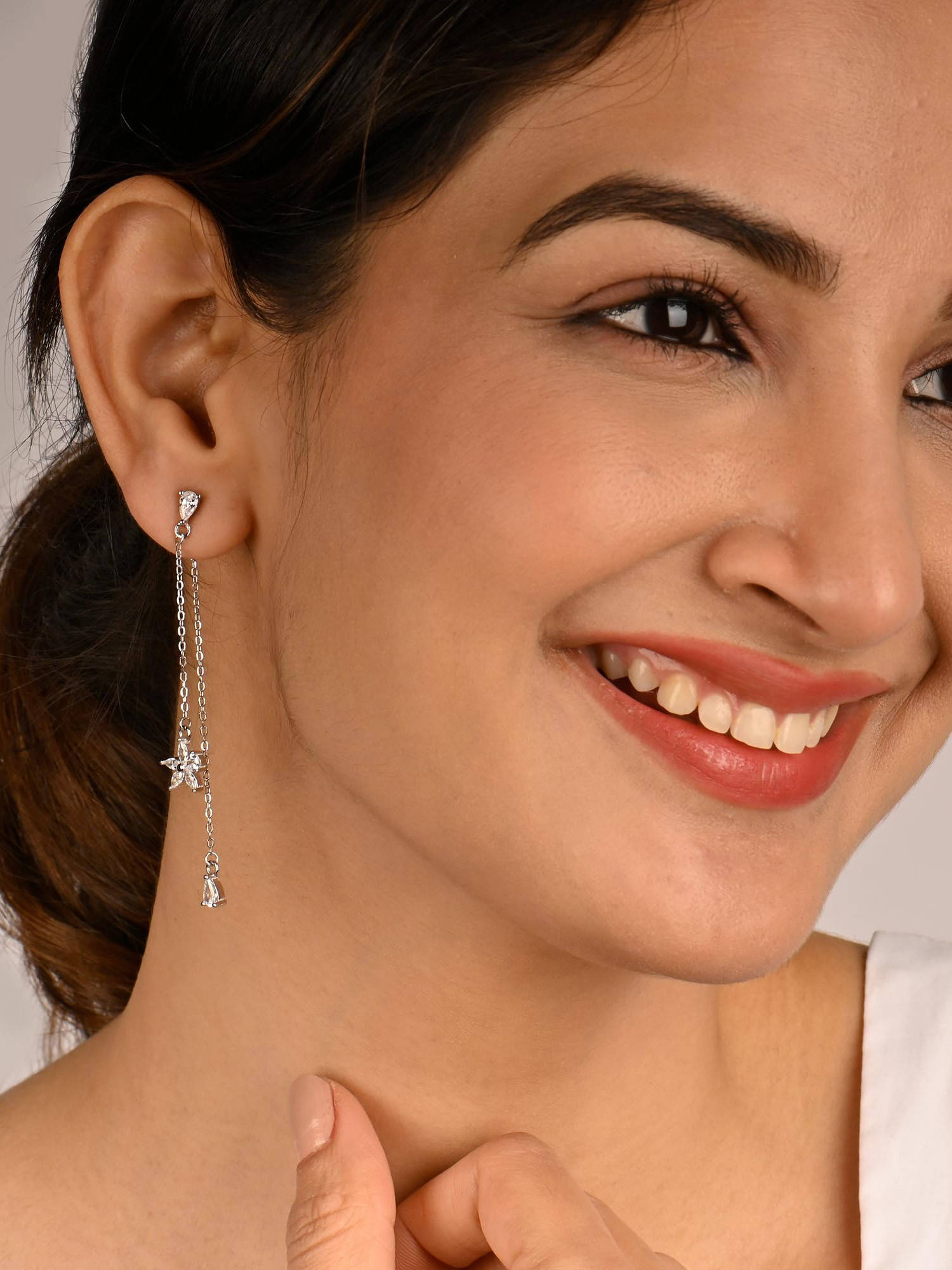 RACHIVA 925 Sterling Silver Floral Drop Earrings