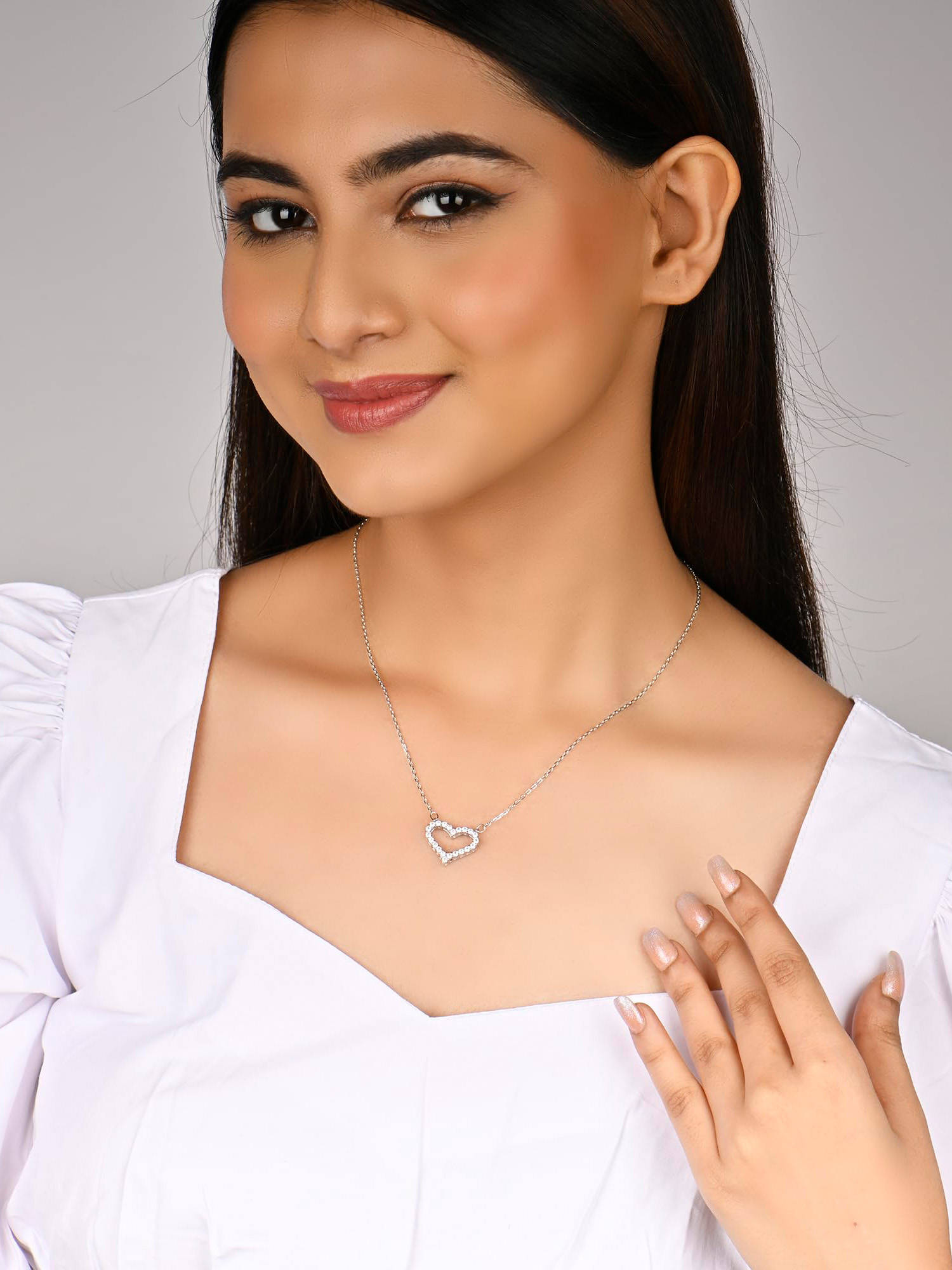 RACHIVA 925 Sterling Silver Heart Affection Pendant Necklace