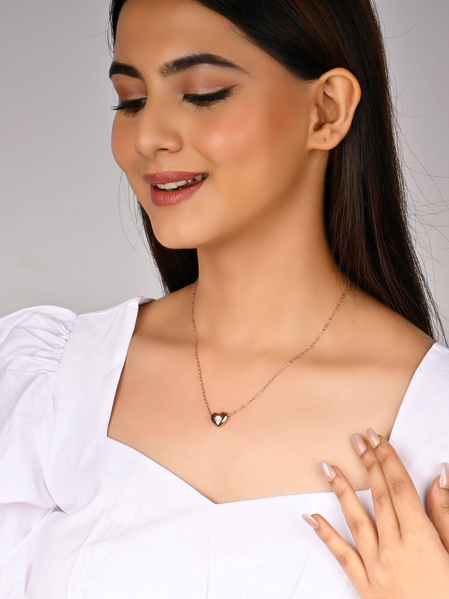 RACHIVA 925 Sterling Silver Rose Gold Chic Love Pendant