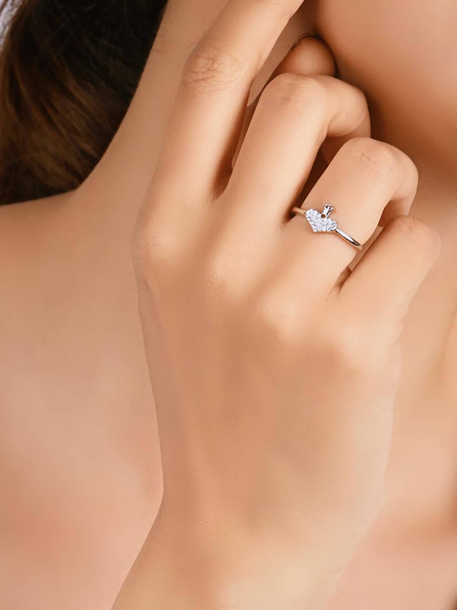 RACHIVA 925 Sterling Silver Royal Heart Crown Ring