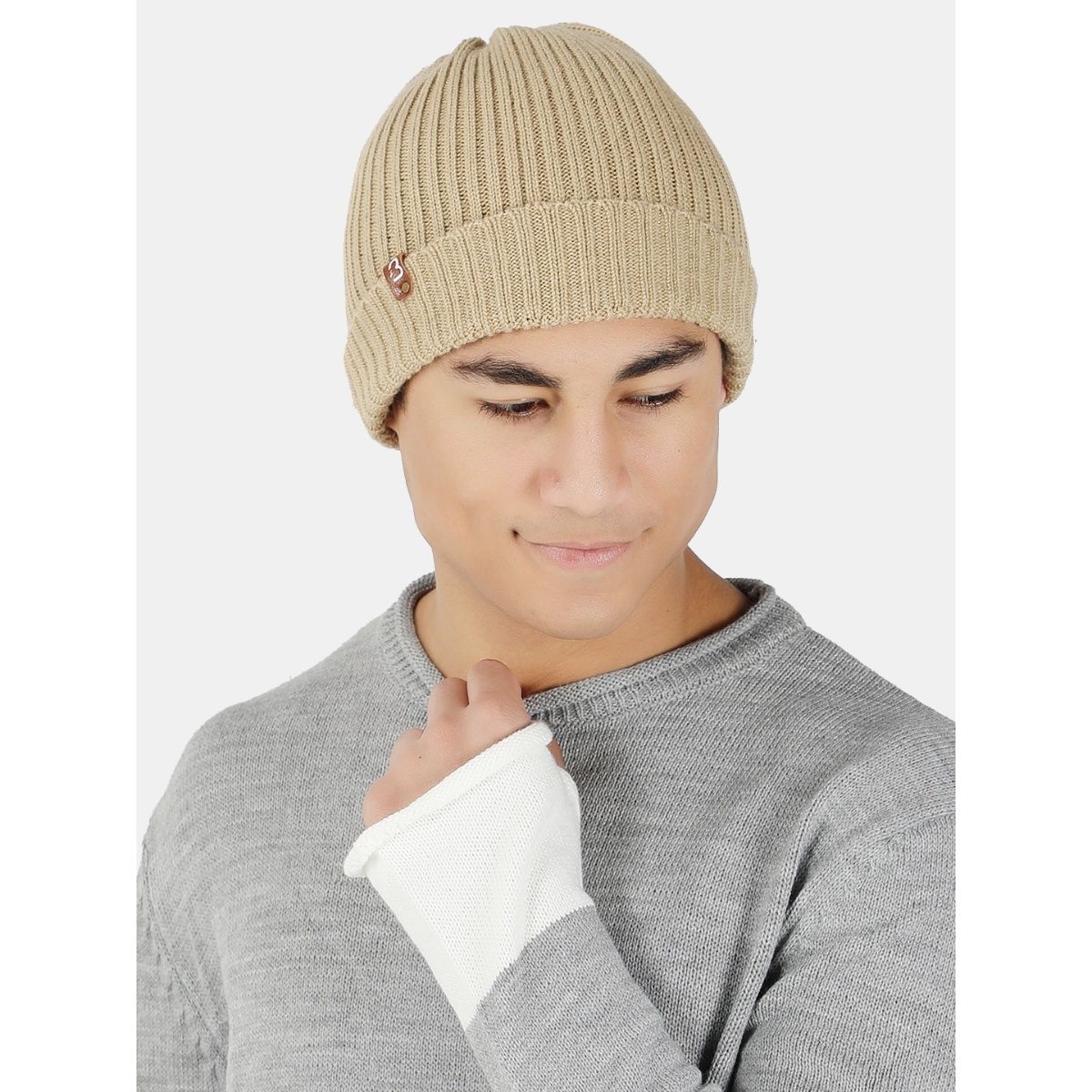 Bharatasya Unisex Grey Beanie Cap, Cable Knitted in Soft Acrylic Wool. (Grey) At Nykaa, Best Beauty Products Online