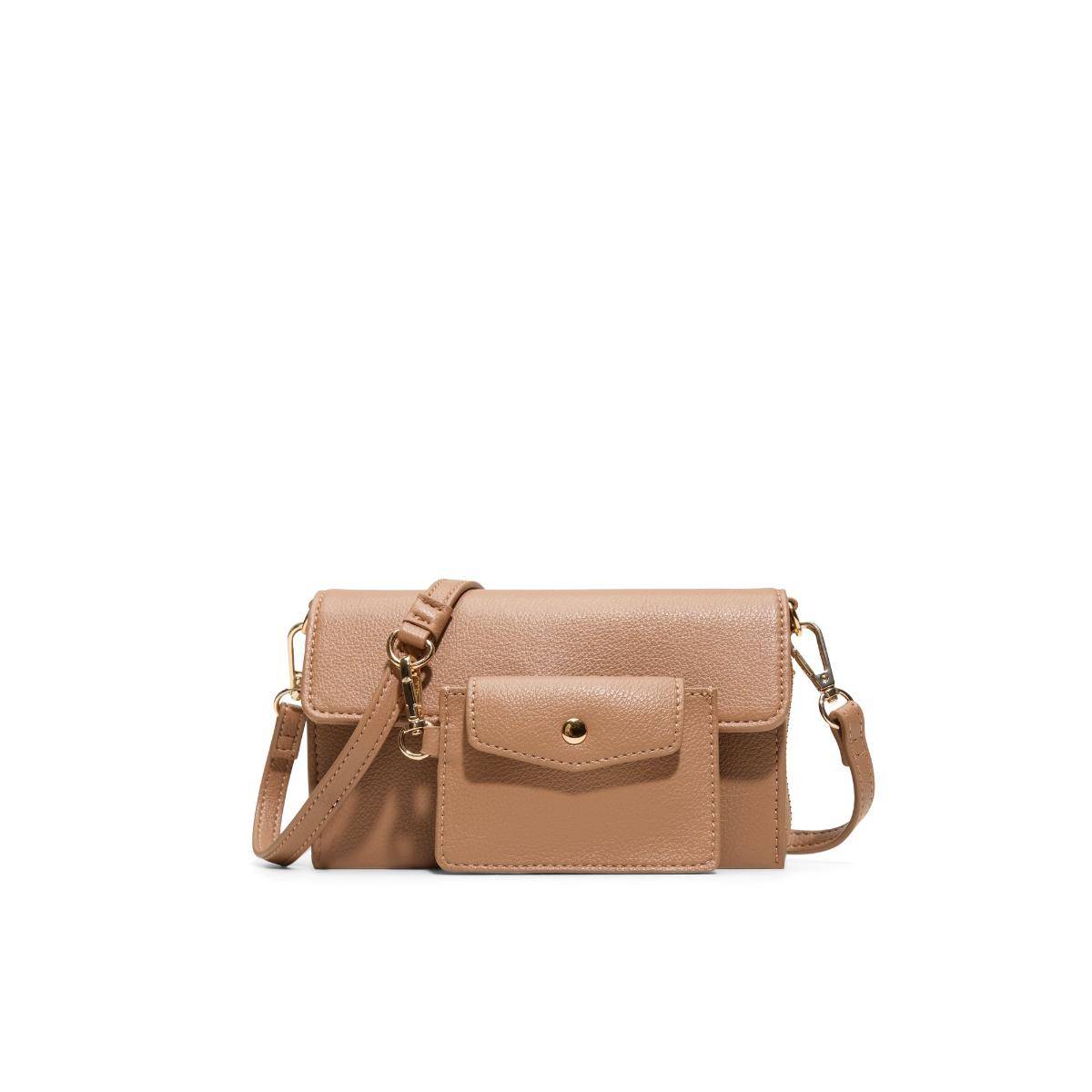Call It Spring VALABENA Womens Light Brown Cross Body Sling Bag With Detachable Strap & Pouch