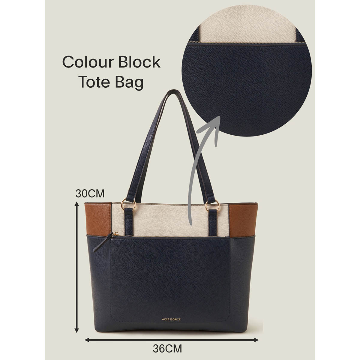 Buy Accessorize London Women'S Navy Blue Colour Block Tote Bag Online