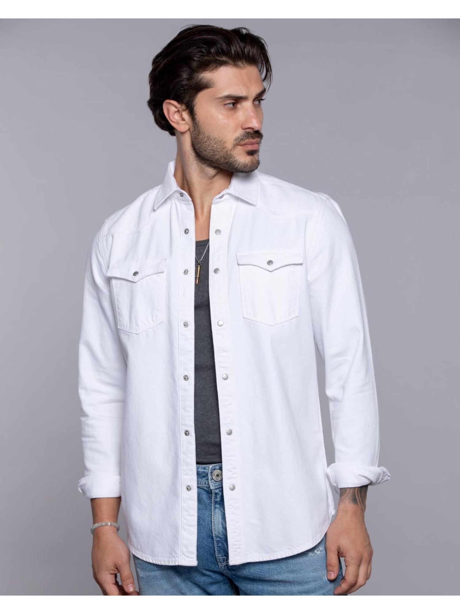 Buy ROOKIES Winter White Full Sleeves Denim Shirt (Rjs2427) Online