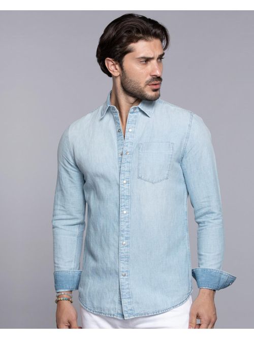 Buy ROOKIES Winter Med Blue Full Sleeves Denim Shirt (Rjs2429B) Online