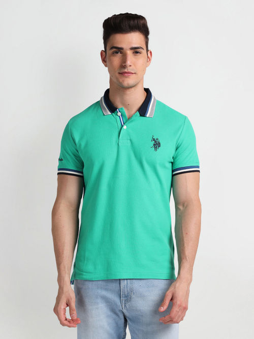 Buy Polo Denim Slim Fit Solid Polo T-Shirt Online