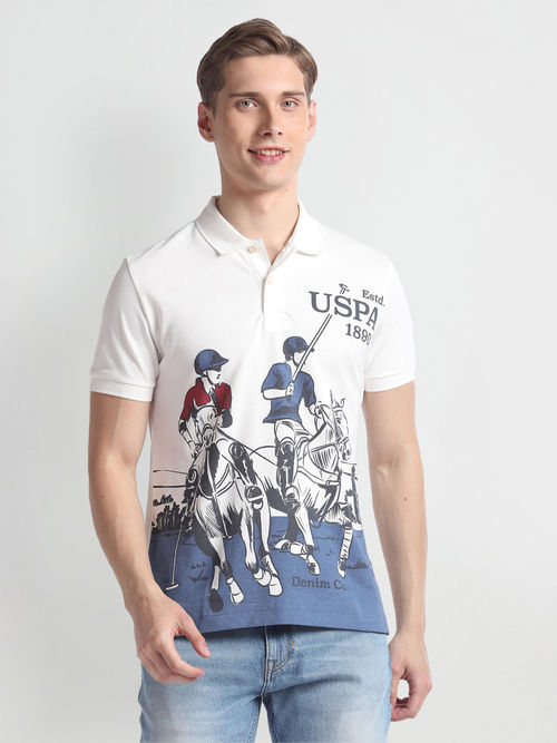 Buy Polo Denim Brand Printed Pique Polo T-Shirt Online