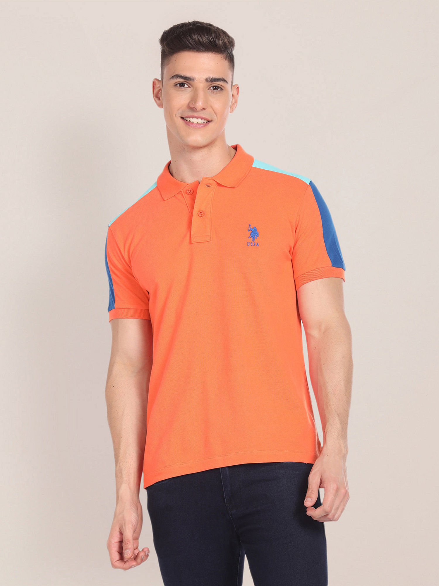 Buy U.S. POLO ASSN. Colour Blocked Polo T-Shirt Online