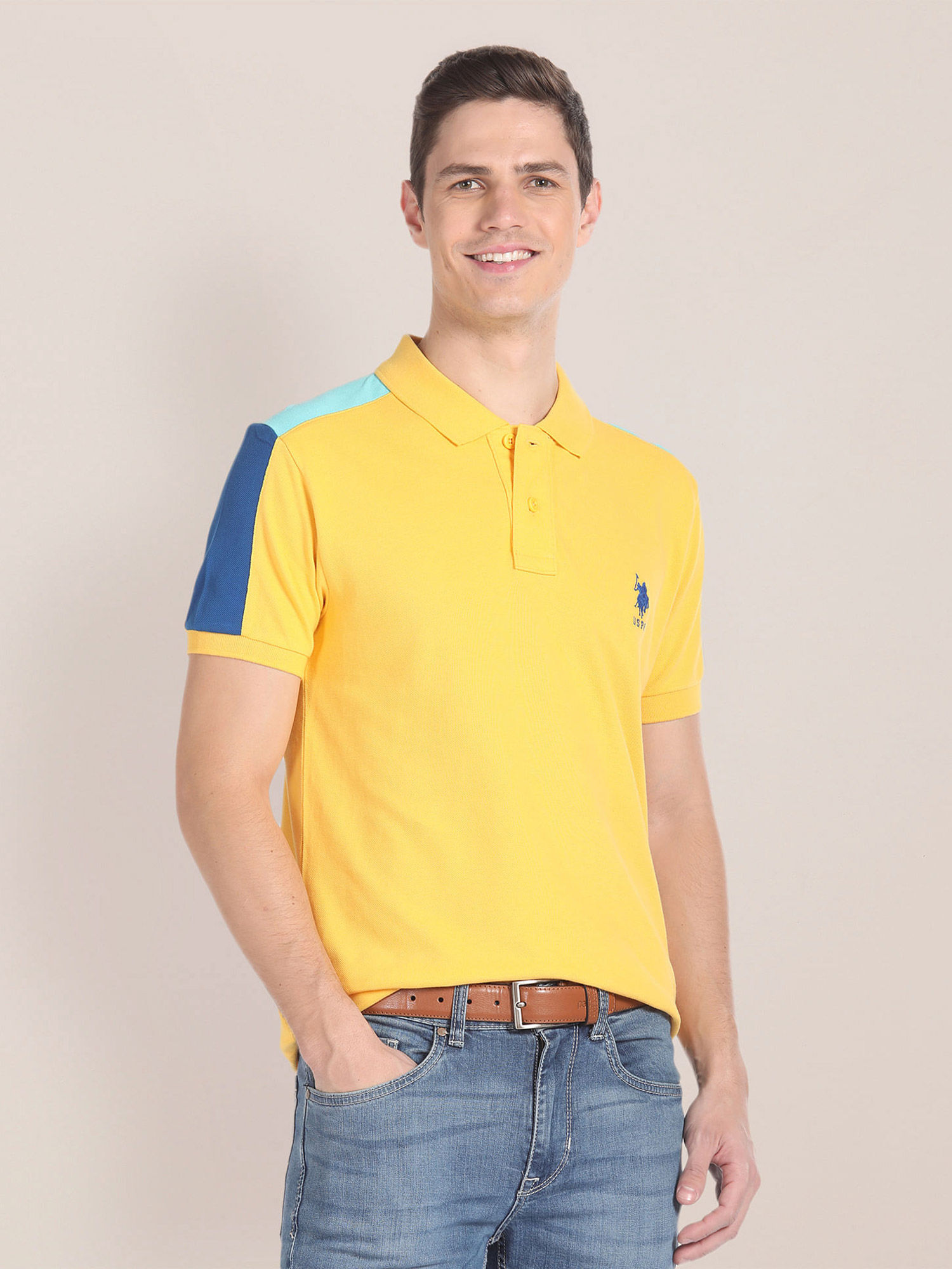 Buy U.S. POLO ASSN. Colour Block Pique Polo T-Shirt Online