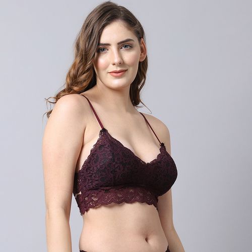 Prettycat Lighty Padded Stylish Back Bralette Bra - Maroon (34B)