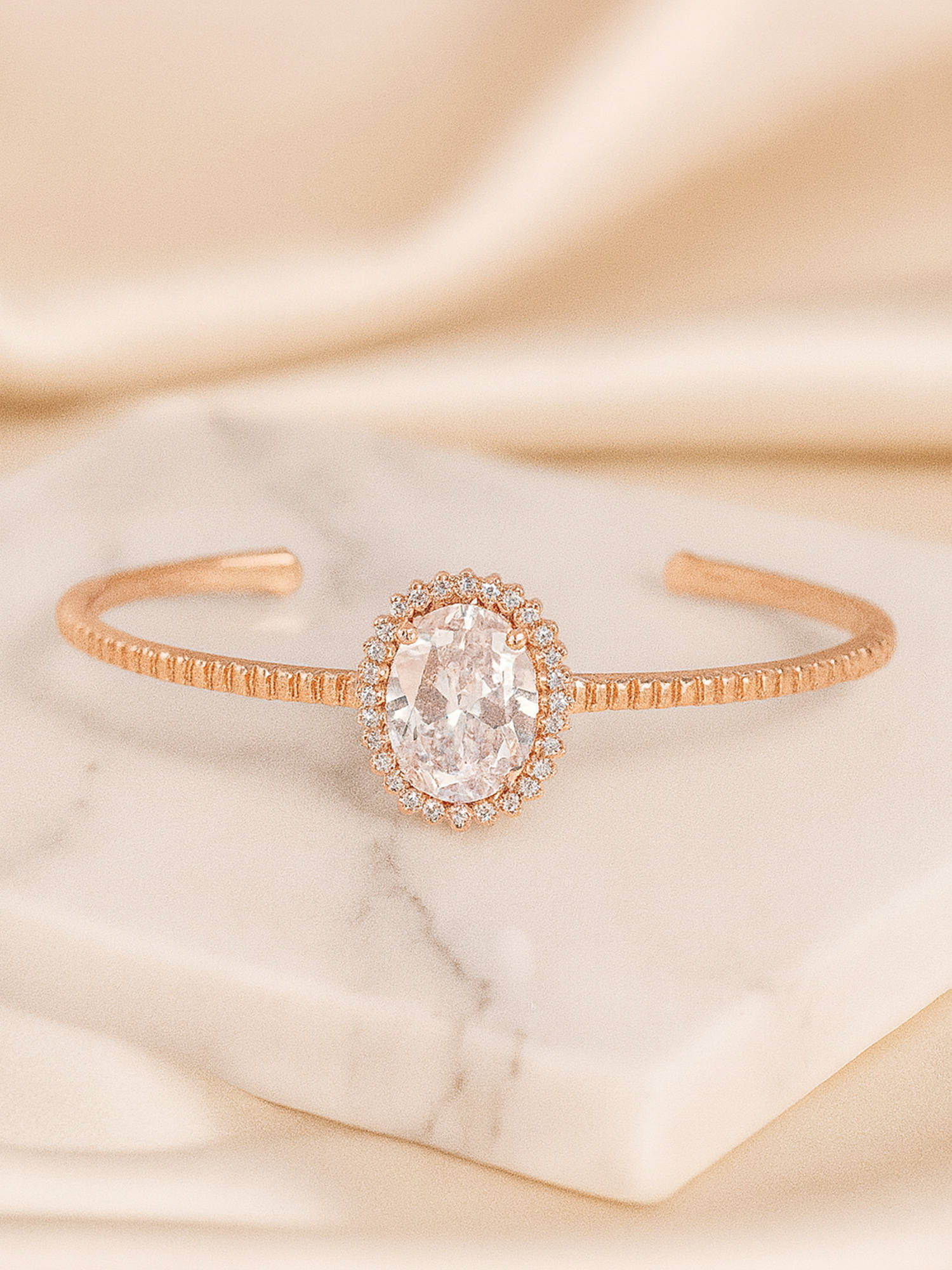 Estele Premium CZ Oval Graceful White Cuff Kada