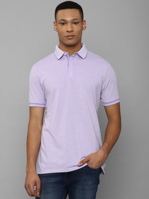Allen Solly Men Lilac Solid Polo Neck T-Shirt