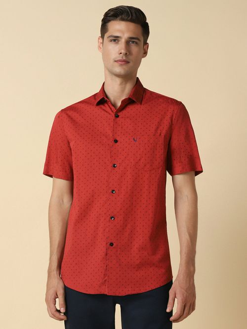 Buy Allen Solly Men Red Slim Fit Print Half Sleeves Casual Shirts