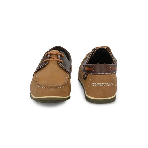 Buy Hitz Men's Brown Leather Lace-up Boat Shoes Online