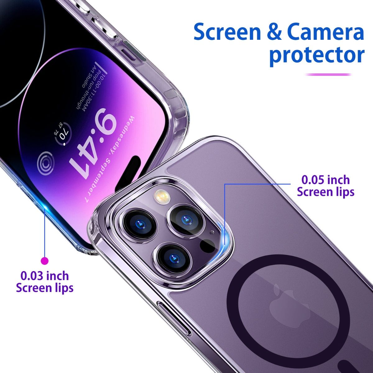 GRIPP Clear MagSafe Case for Apple iPhone 14 PRO Max (6.7") with Purple Ring Clear Buy GRIPP