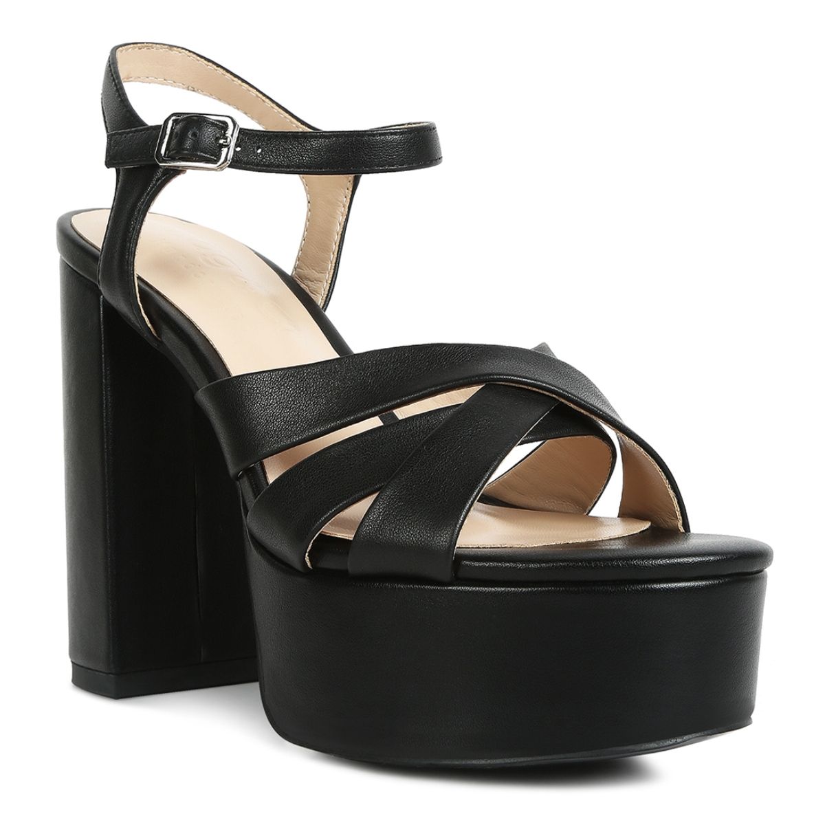 Black sandal heels online block