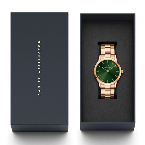 Buy Daniel Wellington Iconic Link Emerald 36mm Rose Gold Green