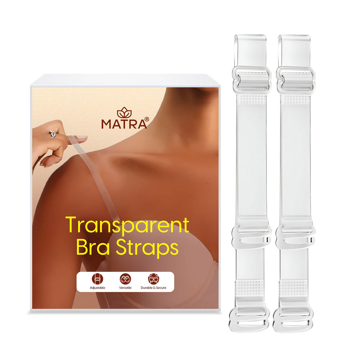 Matra Transparent Bra Straps Adjustable Detachable Clear Invisible Reusable Silicone Elastic Straps