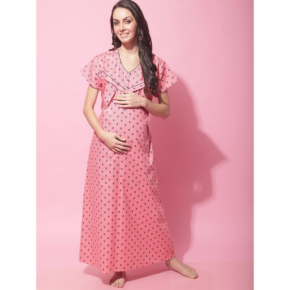 Cotton Printed Ladies Maternity Nighty, Pink at Rs 220/piece in Chennai