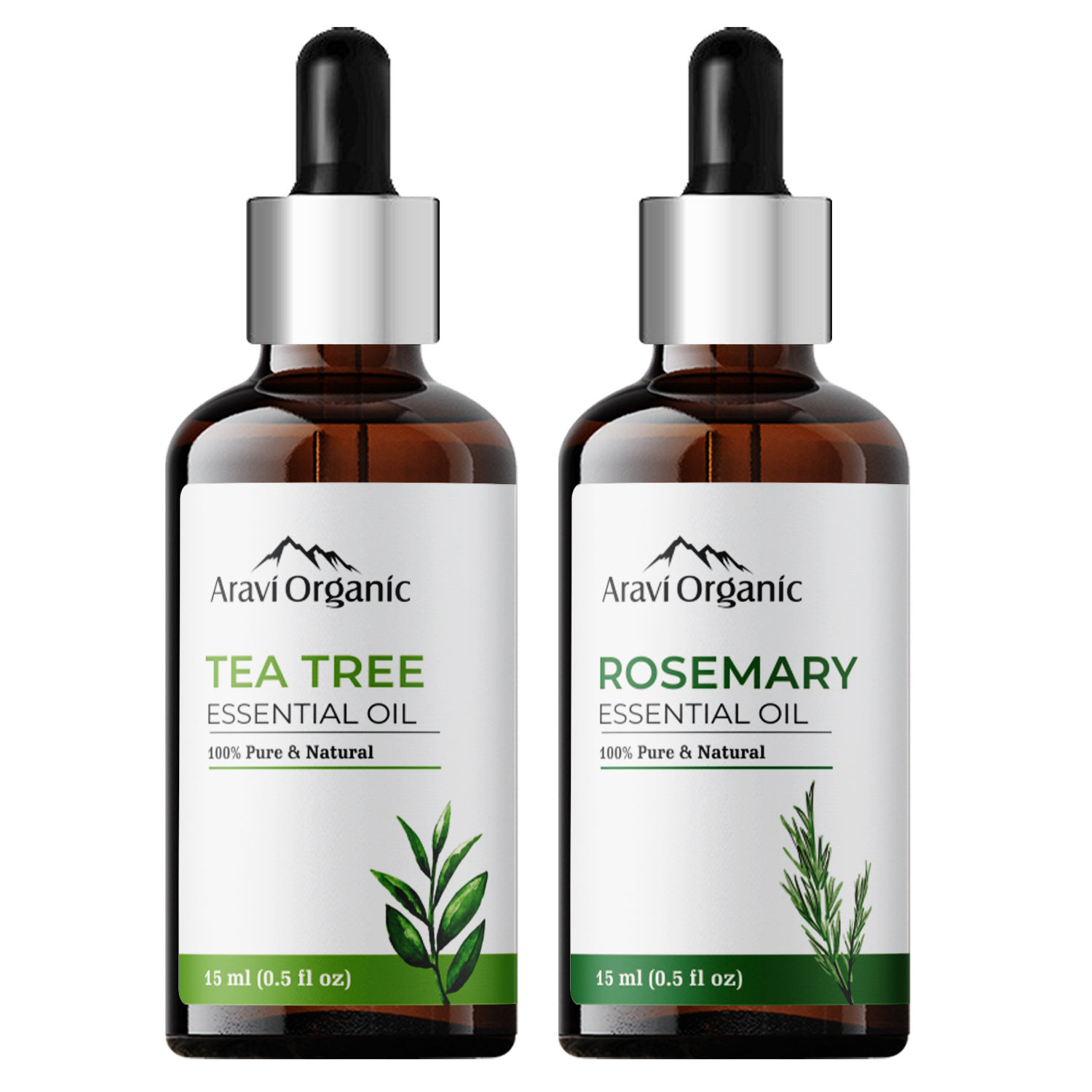 Aravi Organic Tea Tree and Rosemary Essential Oil Combo Pack