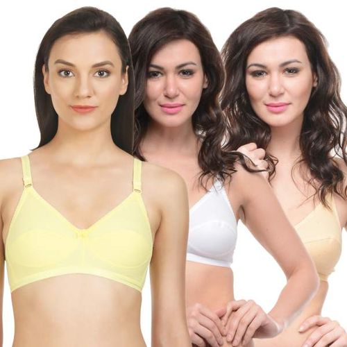 Buy Bodycare Perfect Coverage Bra In Light Lemon-Skin-White Color - Pack Of  3 Online