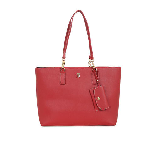 Buy Tommy Hilfiger Women Red Solid Tote Bag with Pouch (Set of - Main Image