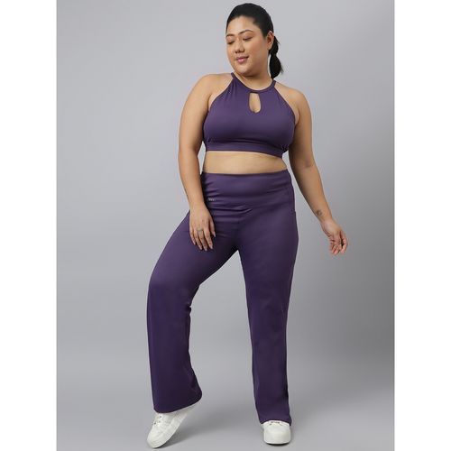 Buy Fitkin Plus Size Active Track Gym Bootcut Flare Purple Pants Online