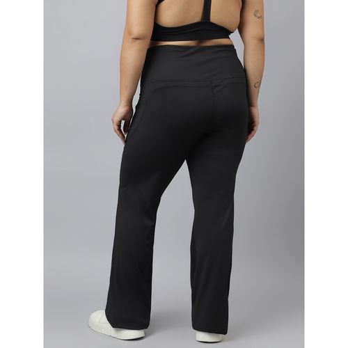 Buy Fitkin Plus Size Active Track Gym Bootcut Flare Black Pants online