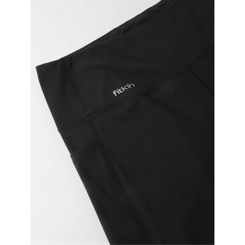 Buy Fitkin Plus Size Active Track Gym Bootcut Flare Black Pants online