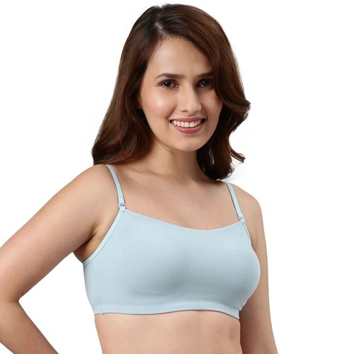 Buy Enamor A022 Basic Non Padded Wirefree Full Coverage Cotton Cami Bra Sky  Blue Online