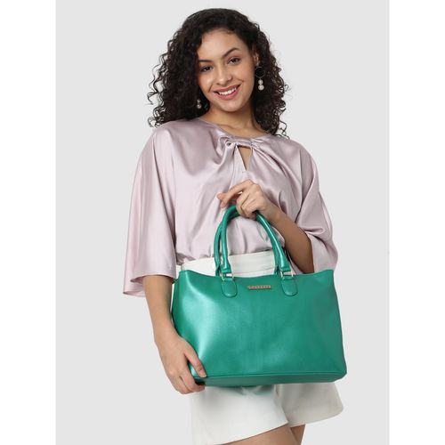 Buy Caprese Juno Green Satchel Solid Medium Faux Leather Online