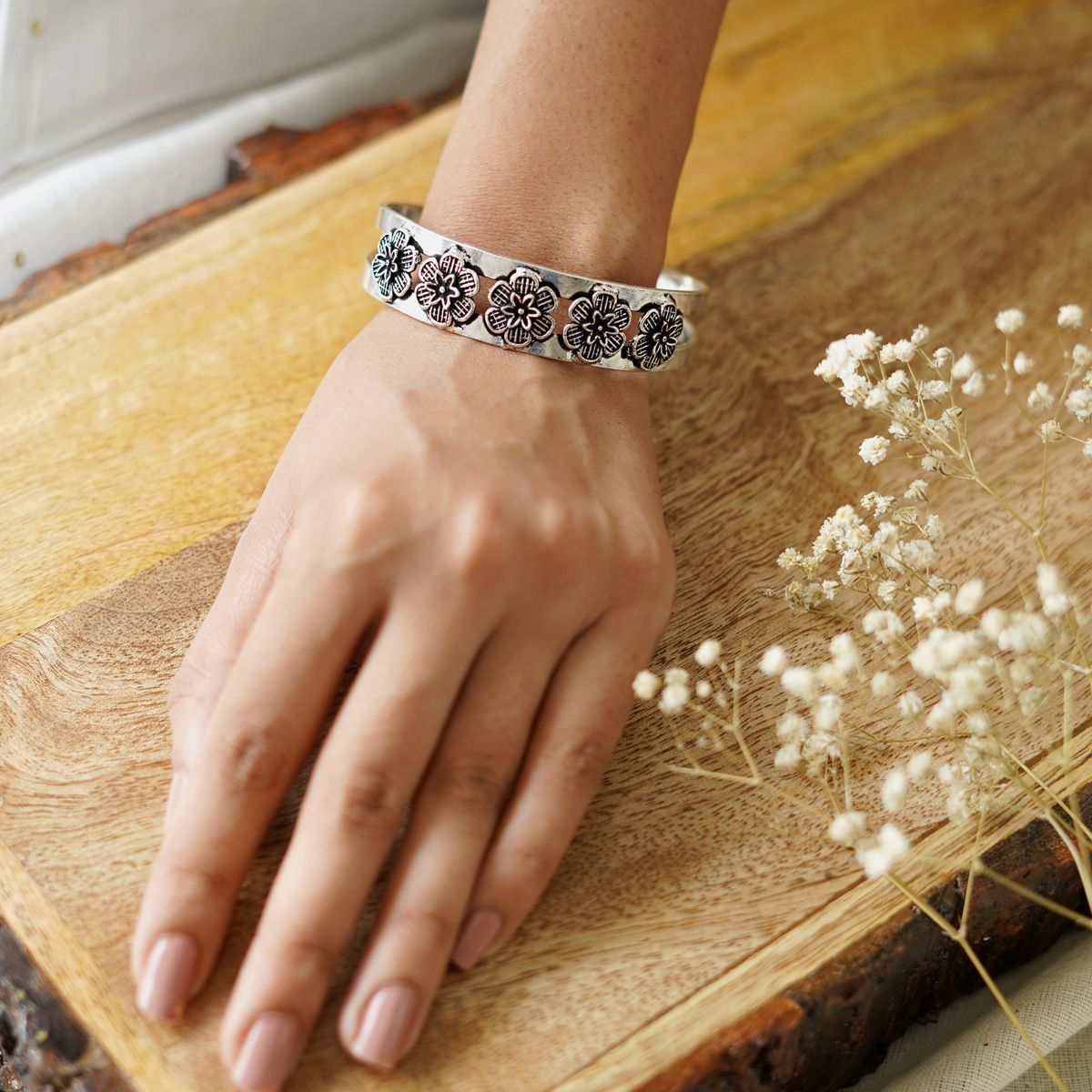 Teejh Dani Silver Oxidised Bracelet Cuff for Women Buy Teejh Dani