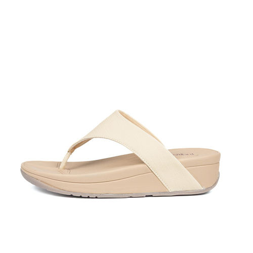 Indifeet Cream Textured Casual Thong Platform Sandals (UK 5)