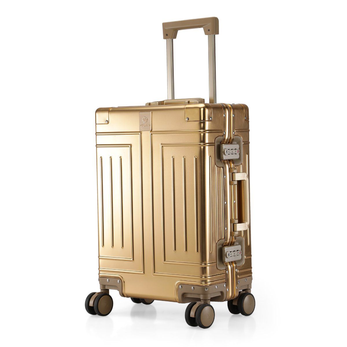 Buy Perquisite Aluminium Trolly Gold Hard Luggage Bag Online